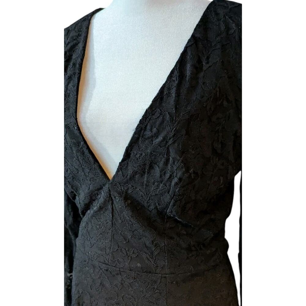 Dress The Population Erica Black Lace L/S Sheath Dress Women M L Plunge Bodycon - Picture 6 of 10